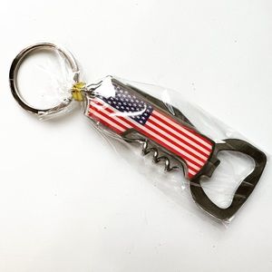 🇺🇸Portable United States of America bottle opener / corkscrew keychain